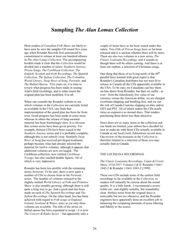 Sampling the Alan Lomax Collection