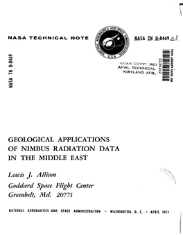 Geological Applications of Nimbus Radiation Data in the Middle East