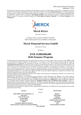 Merck Kgaa Merck Financial Services Gmbh EUR 15,000,000,000 Debt