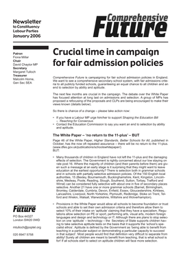 Crucial Time in Campaign for Fair Admission Policies