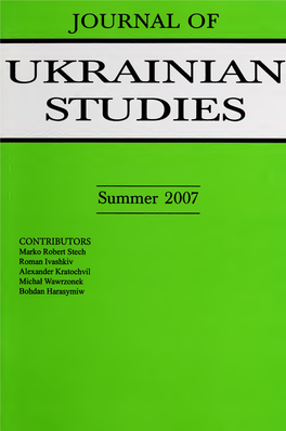 Journal of Ukrainian Studies