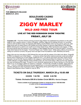 Ziggy Marley Wild and Free Tour