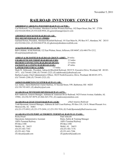 Railroad Inventory Contacts