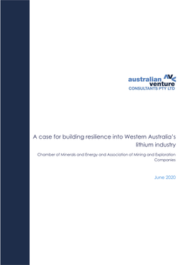 A Case for Building Resilience Into Western Australia's Lithium Industry