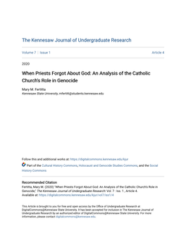 An Analysis of the Catholic Church's Role in Genocide