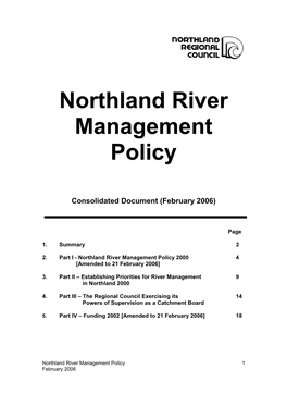 Northland River Management Policy