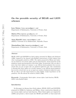 On the Provable Security of BEAR and LION Schemes