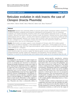 Reticulate Evolution in Stick Insects
