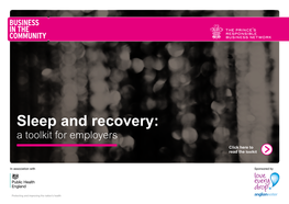 Sleep and Recovery: a Toolkit for Employers