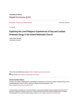 Exploring the Lived Religious Experiences of Gay and Lesbian Ordained Clergy in the United Methodist Church