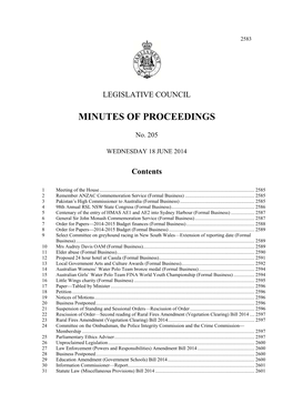 Minutes of Proceedings