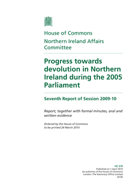 Progress Towards Devolution in Northern Ireland During the 2005 Parliament