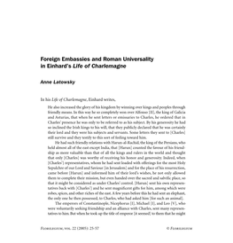 Foreign Embassies and Roman Universality in Einhard's Life Of