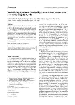 Necrotizing Pneumonia Caused by Streptococcus Pneumoniae Serotype 3 Despite PCV13