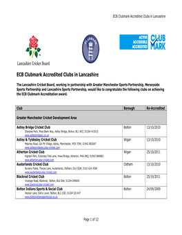 Clubmark Achieved Clubs in Lancashire