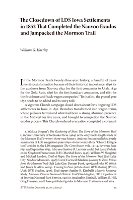 The Closedown of LDS Iowa Settlements in 1852 That Completed the Nauvoo Exodus and Jampacked the Mormon Trail