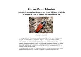 Sherwood Forest Coleoptera Species List