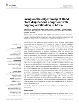 Living on the Edge: Timing of Rand Flora Disjunctions Congruent with Ongoing Aridification in Africa