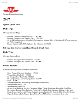 2007 Operating Statistics