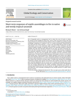 Short-Term Responses of Reptile Assemblages to Fire