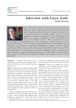 Interview with Larry Guth Touﬁk Mansour