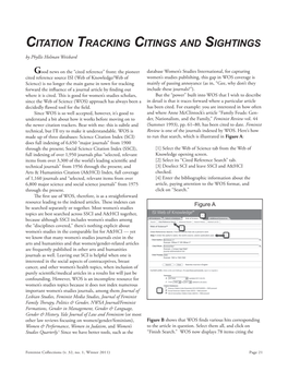 Citation Tracking Citings and Sightings by Phyllis Holman Weisbard