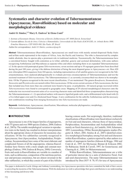 Systematics and Character Evolution of Tabernaemontaneae (Apocynaceae, Rauvolfioideae) Based on Molecular and Morphological Evidence