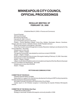 2008 Council Proceedings, February 29, 2008