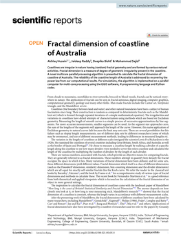 Fractal Dimension of Coastline of Australia Akhlaq Husain1*, Jaideep Reddy2, Deepika Bisht2 & Mohammad Sajid3