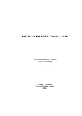 Britain at the Birth of Bangladesh