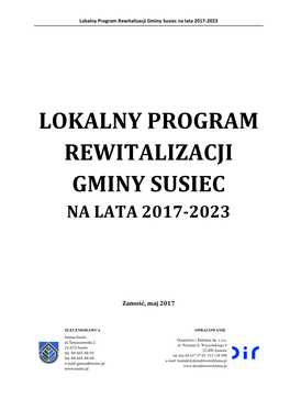 Lokalny Program Rewitalizacji Gminy Susiec Na Lata 2017-2023