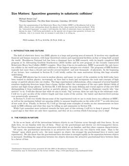 Size Matters: Spacetime Geometry in Subatomic Collisions∗