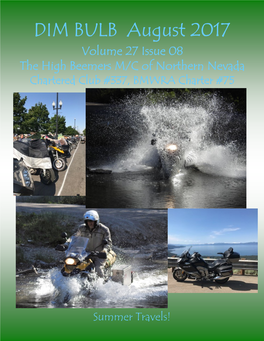 DIM BULB August 2017 Volume 27 Issue 08 the High Beemers M/C of Northern Nevada Chartered Club #337, BMWRA Charter #75