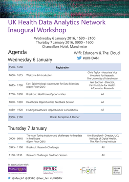 UK Health Data Analytics Network Inaugural Workshop