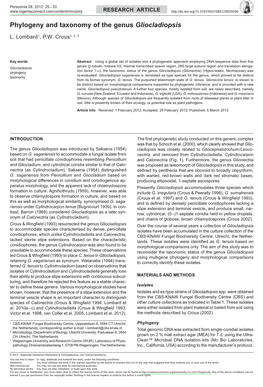 Phylogeny and Taxonomy of the Genus Gliocladiopsis