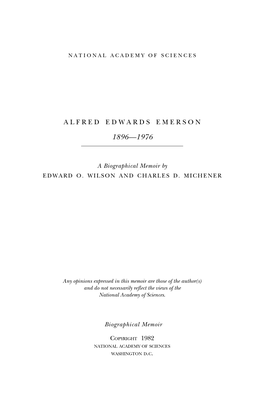 ALFRED EDWARDS EMERSON December 31, 1896-October 3, 1976