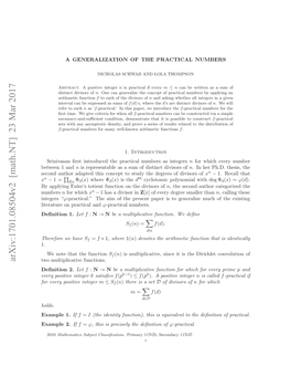 A Generalization of the Practical Numbers 33