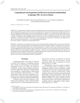 Leguminosae Em Fragmentos De Floresta Estacional Semidecidual, Araponga, MG: Árvores E Lianas