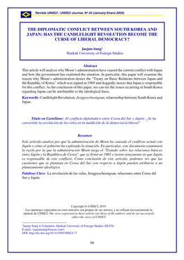 The Diplomatic Conflict Between South Korea and Japan: Has the Candlelight Revolution Become the Curse of Liberal Democracy?