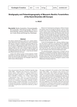 Stratigraphy and Palaeobiogeography of Mesozoic Benthic Foraminifera of the Karst Dinarides (SE Europe)