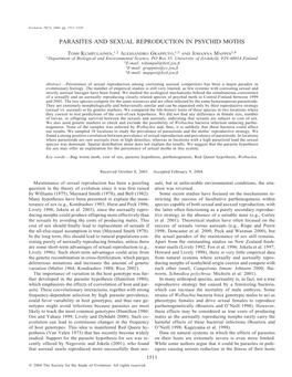 Parasites and Sexual Reproduction in Psychid Moths