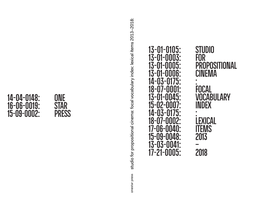 Focal Vocabulary Index : Lexical Items 2013