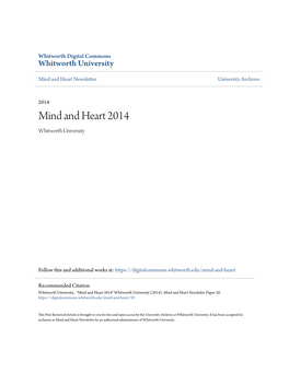 Mind and Heart 2014 Whitworth University