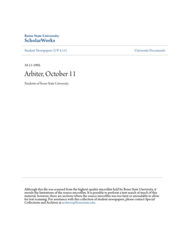 Arbiter, October 11 Students of Boise State University