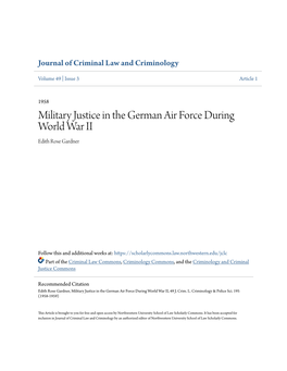 Military Justice in the German Air Force During World War II Edith Rose Gardner