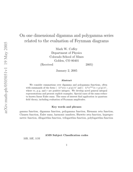 On One Dimensional Digamma and Polygamma Series Related To