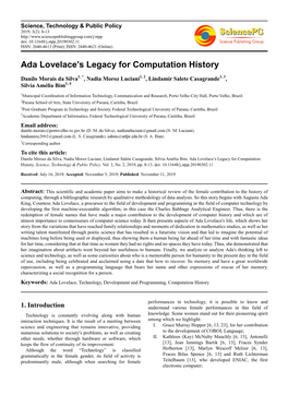 Ada Lovelace's Legacy for Computation History