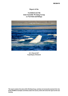 Report of the NAMMCO-JCNB Joint Scientific Working Group on Narwhal and Beluga, Ottawa, Canada, 11-13 March 2015