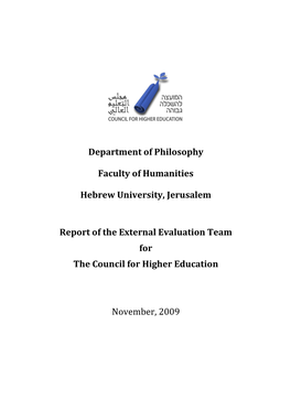 Department of Philosophy Faculty of Humanities Hebrew University