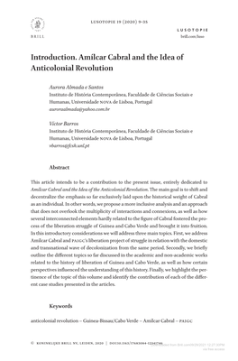 Introduction. Amílcar Cabral and the Idea of Anticolonial Revolution